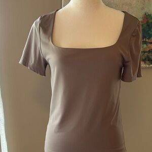 LOFT Brown Square Neck Blouse